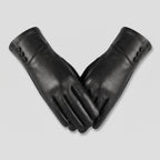 Damen Lederhandschuhe aus Ziegenleder – Gefütterte Winterhandschuhe mit Ziernähten, Herbst Winter
