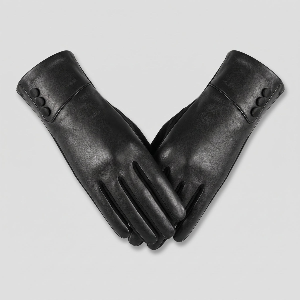 Damen Lederhandschuhe aus Ziegenleder – Gefütterte Winterhandschuhe mit Ziernähten, Herbst Winter