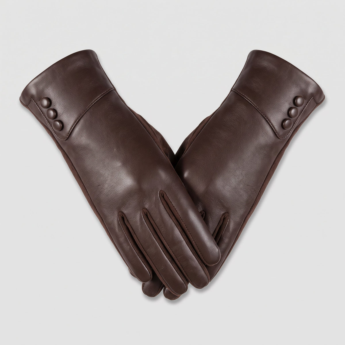 Damen Lederhandschuhe aus Ziegenleder – Gefütterte Winterhandschuhe mit Ziernähten, Herbst Winter