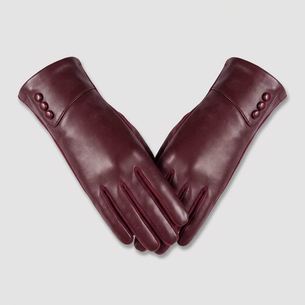 Damen Lederhandschuhe aus Ziegenleder – Gefütterte Winterhandschuhe mit Ziernähten, Herbst Winter