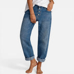 Damen Jeans mit Knopfleiste und geradem Bein