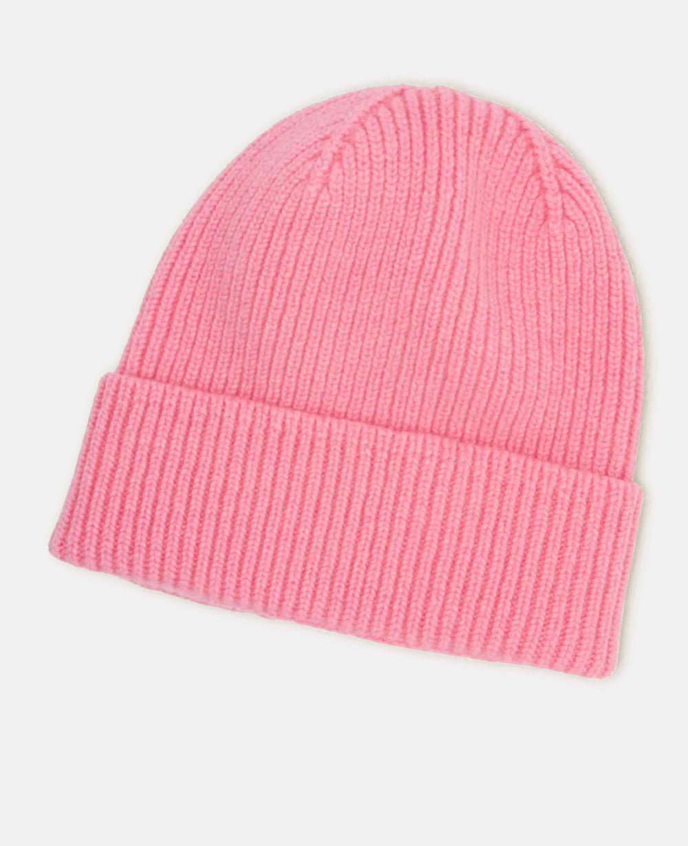 Unisex Beanie Pink – Gerippte Strickmütze aus Woll-Kaschmir-Mischung