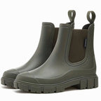 Damen Wasserdichte Chelsea Boots mit Profilsohle – Regenstiefeletten mit elastischem Einsatz, Herbst Winter