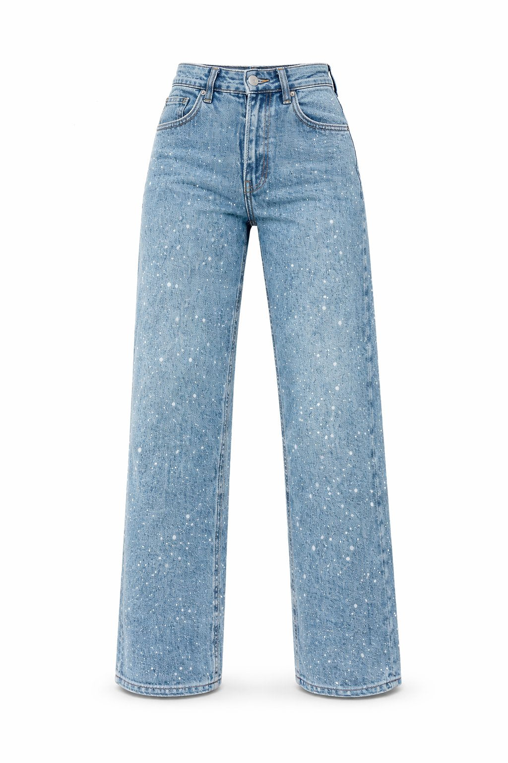 Damen Glitzer Jeans mit Strass – High Waist Straight Leg Jeans für Party & Silvester