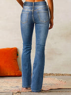 Damen High Waist Bootcut Jeans – Flared Schlagjeans mit Doppelknopf