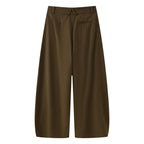 Damen Wide Leg Hose High Waist mit tiefen Bundfalten – Ballonhose in Khaki