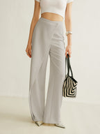 Damen Wickelhose High Waist Wide Leg – elegante Hose mit asymmetrischer Wickelfront