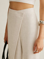 Damen Wickelhose High Waist Wide Leg – elegante Hose mit asymmetrischer Wickelfront