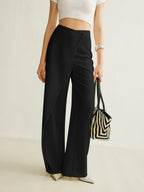 Damen Wickelhose High Waist Wide Leg – elegante Hose mit asymmetrischer Wickelfront