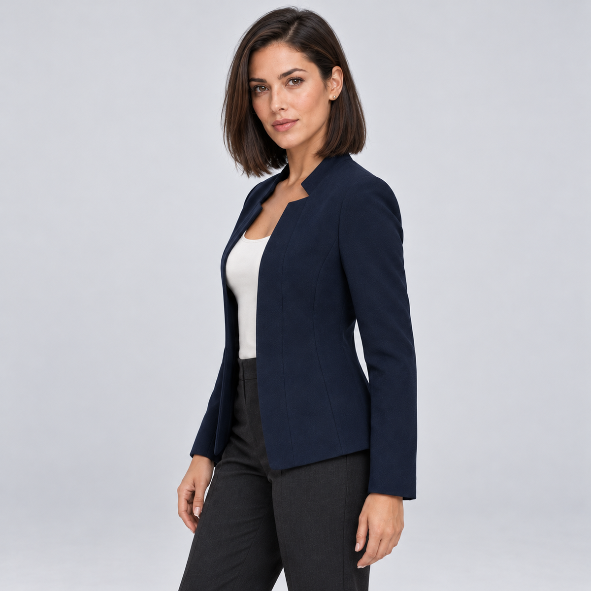 Damen Blazer ohne Knöpfe – Offener Stretch-Blazer mit Reverskragen, Herbst