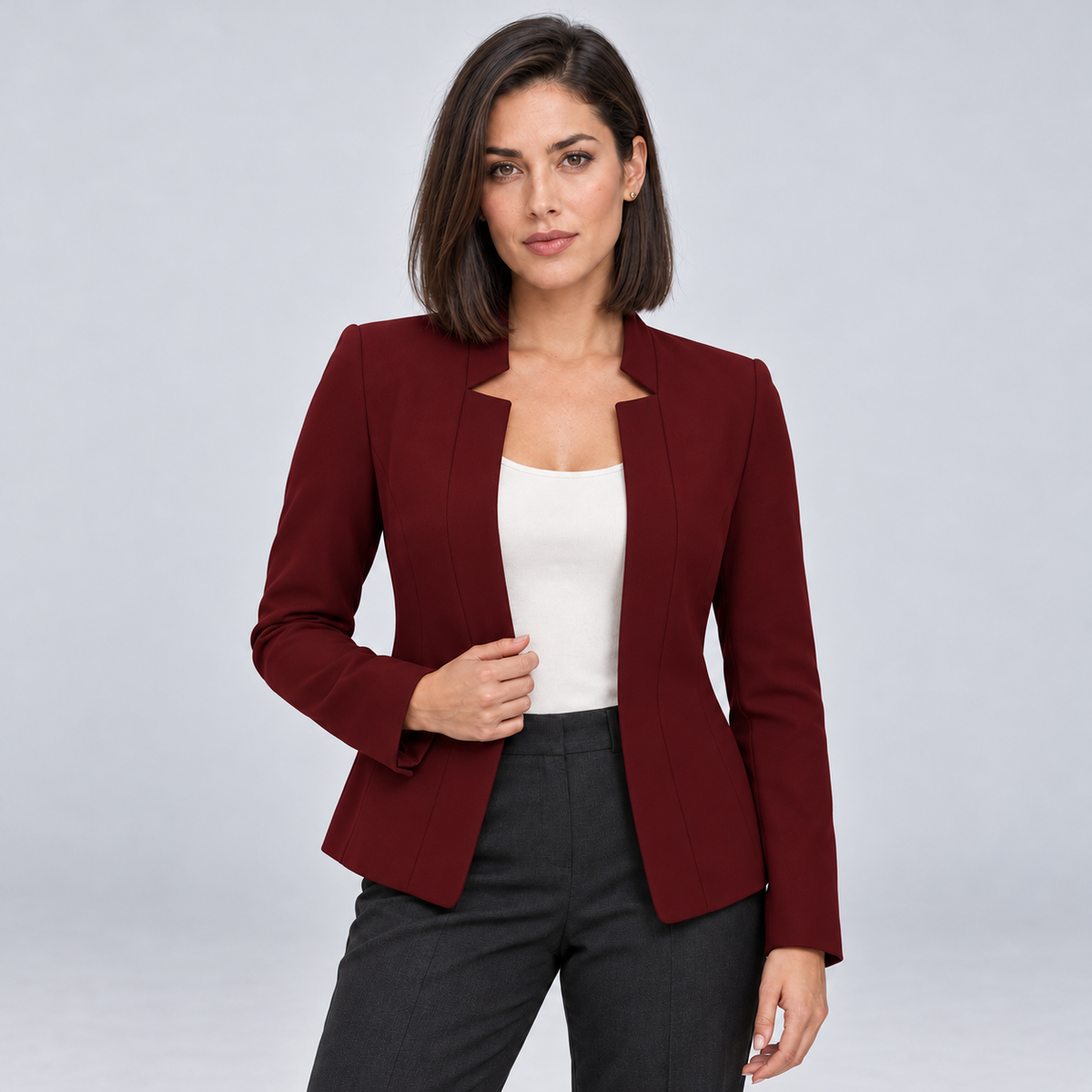 Damen Blazer ohne Knöpfe – Offener Stretch-Blazer mit Reverskragen, Herbst