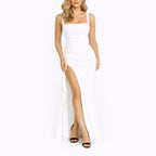 Damen Maxi-Abendkleid mit Beinschlitz für den Herbst