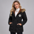 Damen Parka mit Kunstfellkapuze und Taillenzug – Gefütterte Winterjacke in Halblang