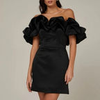 Damen Rüschen-Minikleid – Partykleid für Weihnachtsfeier & Silvester
