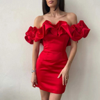 Damen Rüschen-Minikleid – Partykleid für Weihnachtsfeier & Silvester