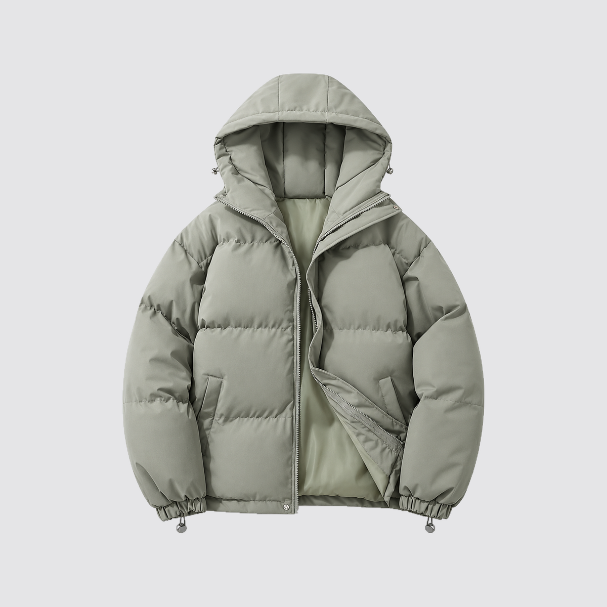 Unisex Pufferjacke mit Kapuze – Warme Steppjacke aus Baumwollmischung, Winter