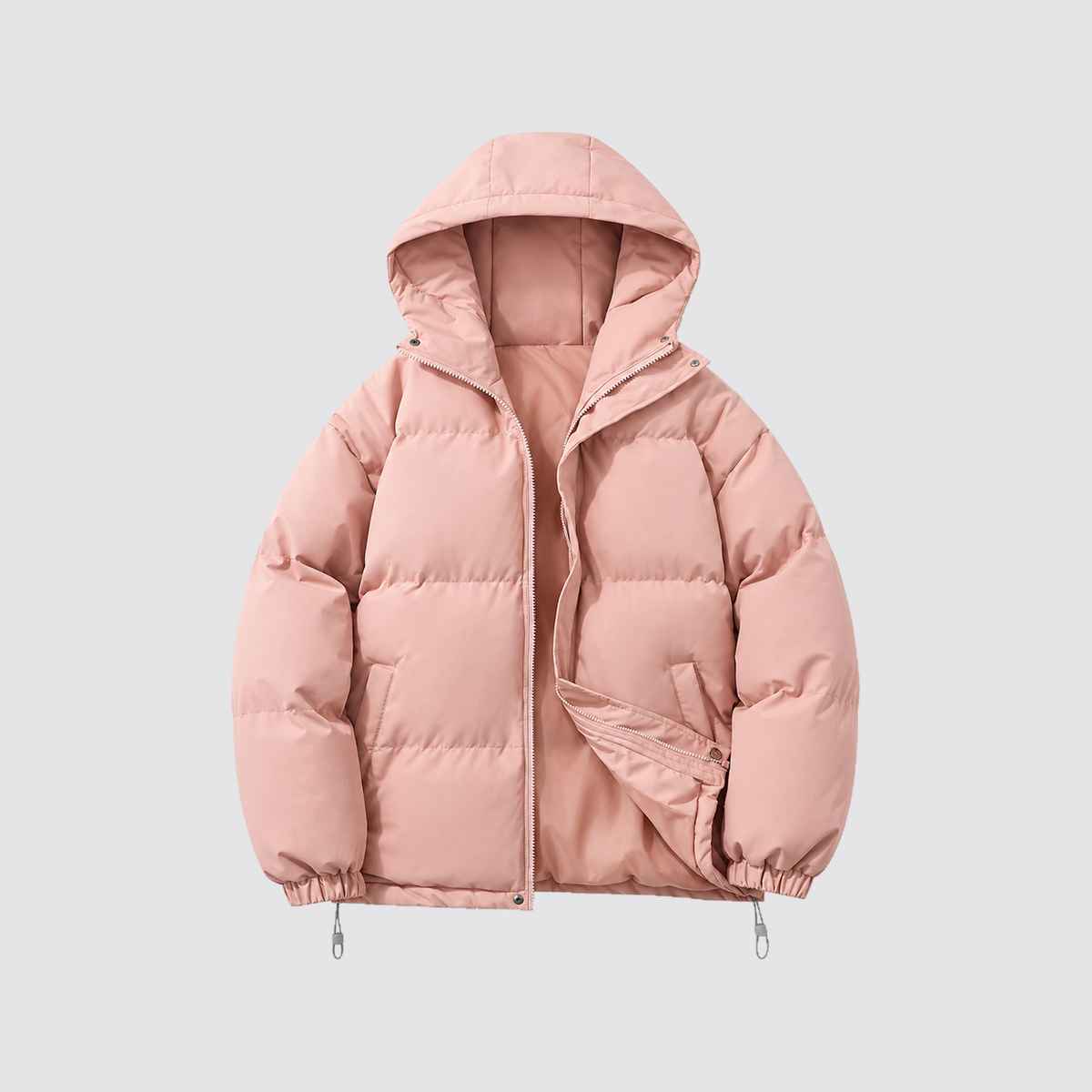 Unisex Pufferjacke mit Kapuze – Warme Steppjacke aus Baumwollmischung, Winter