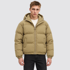 Unisex Pufferjacke mit Kapuze – Warme Steppjacke aus Baumwollmischung, Winter