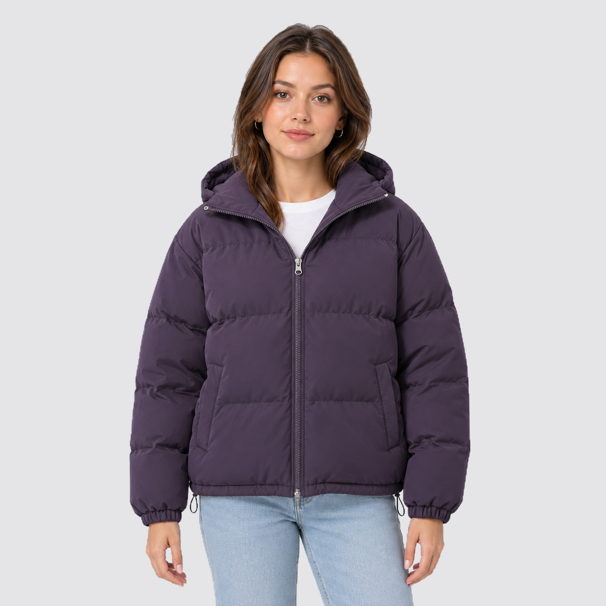 Unisex Pufferjacke mit Kapuze – Warme Steppjacke aus Baumwollmischung, Winter