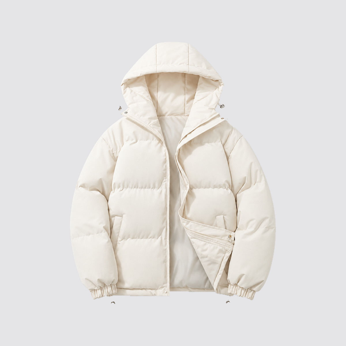 Unisex Pufferjacke mit Kapuze – Warme Steppjacke aus Baumwollmischung, Winter