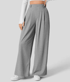 Damen Marlenehose mit Bundfalten – High Waist Stoffhose mit weitem Bein