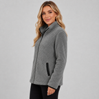 Damen Teddy-Fleecejacke mit Stehkragen – Kuschelige Plüschjacke mit Reißverschluss, Herbst Winter