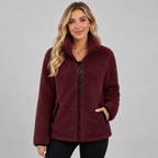 Damen Teddy-Fleecejacke mit Stehkragen – Kuschelige Plüschjacke mit Reißverschluss, Herbst Winter