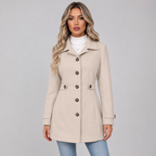 Damen Taillierter Mantel mit Bindegürtel und Reverskragen – Eleganter Übergangsmantel, Herbst Winter