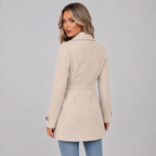Damen Taillierter Mantel mit Bindegürtel und Reverskragen – Eleganter Übergangsmantel, Herbst Winter