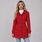 Damen Taillierter Mantel mit Bindegürtel und Reverskragen – Eleganter Übergangsmantel, Herbst Winter