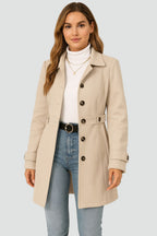 Damen Taillierter Mantel mit Bindegürtel und Reverskragen – Eleganter Übergangsmantel, Herbst Winter