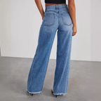 Damen Wide Leg Jeans High Waist im Vintage-Look mit ausgefranstem Saum