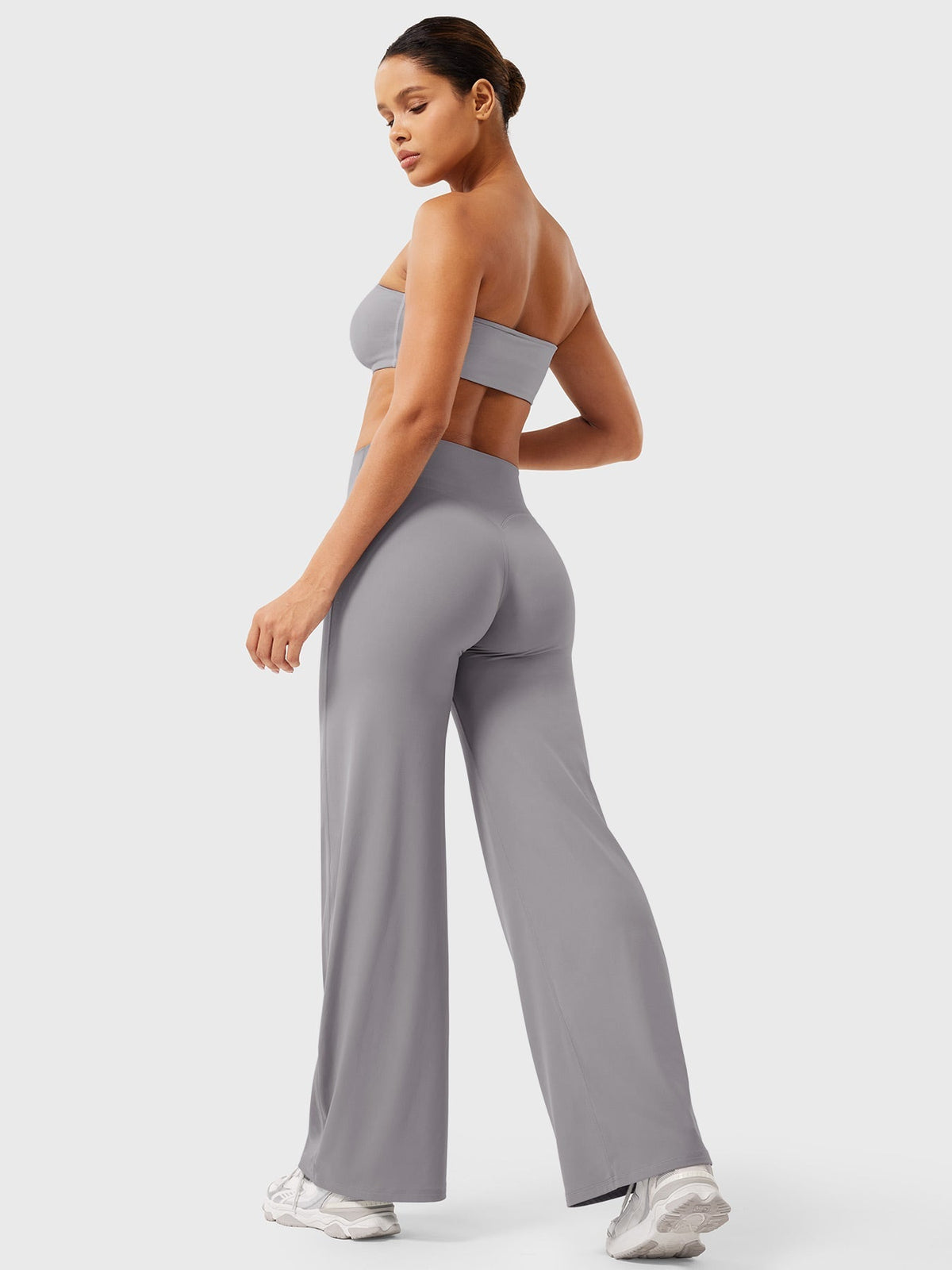 Damen Yoga Schlaghose High Waist – Flared Leggings mit Push-Up-Effekt