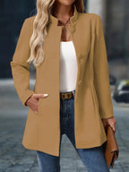 Damen Wintermantel mit Knopfleiste und langem Schnitt