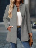 Damen Wintermantel mit Knopfleiste und langem Schnitt