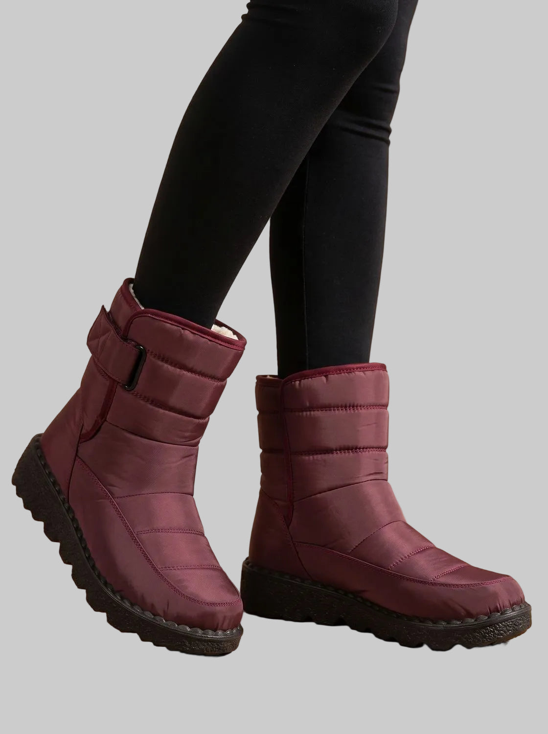 Damen Wasserabweisende Winterstiefel mit Fleecefutter – Schneestiefel mit Klettverschluss