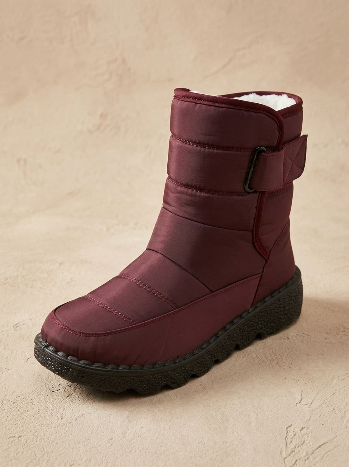 Damen Wasserabweisende Winterstiefel mit Fleecefutter – Schneestiefel mit Klettverschluss