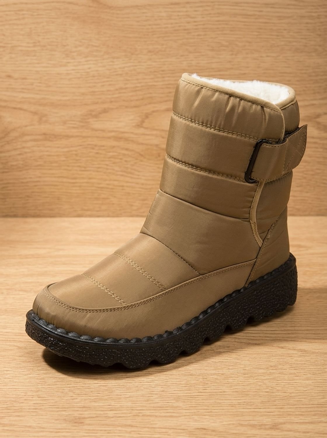 Damen Wasserabweisende Winterstiefel mit Fleecefutter – Schneestiefel mit Klettverschluss