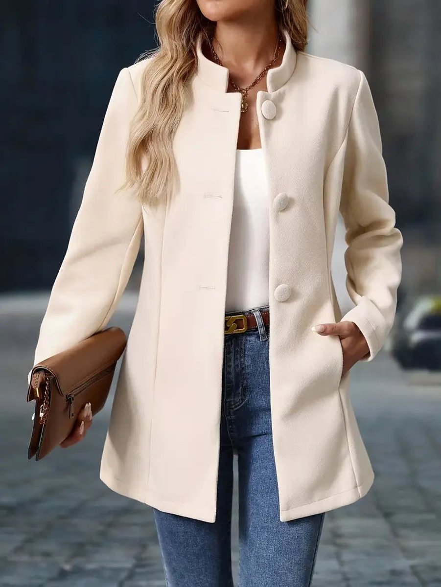 Damen figurbetonter Blazer mit Stehkragen und Seitentaschen