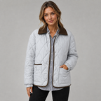 Damen Steppjacke mit Rautensteppung und Kontrastkragen – Leichte Übergangsjacke mit Taschen, Herbst Winter