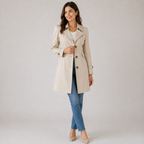 Damen Kurzer Trenchcoat – Taillierter Übergangsmantel mit Knopfleiste, Herbst