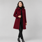 Damen Wollmantel Knielang – Eleganter Wintermantel aus Wollmischung mit Knopfleiste