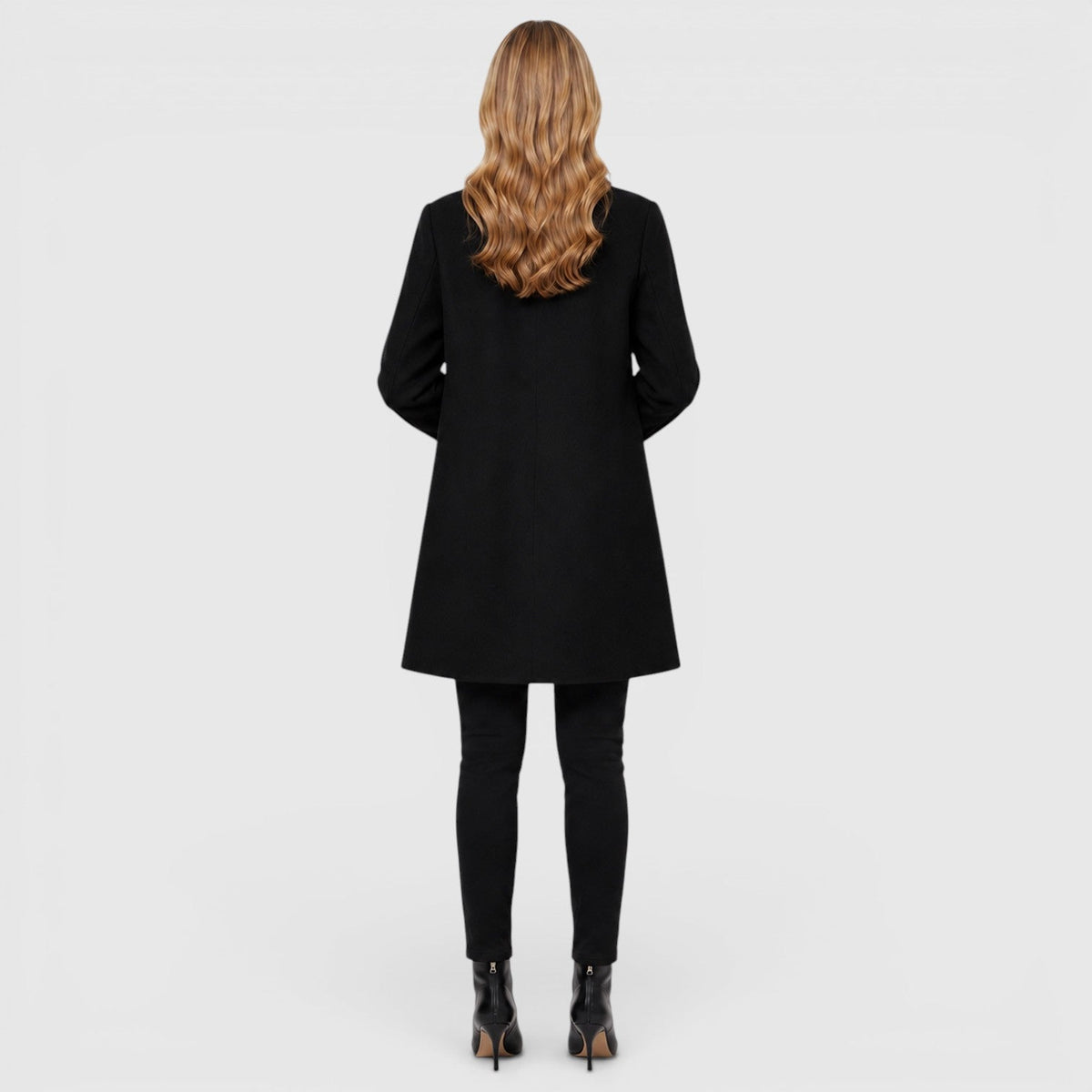 Damen Wollmantel Knielang – Eleganter Wintermantel aus Wollmischung mit Knopfleiste