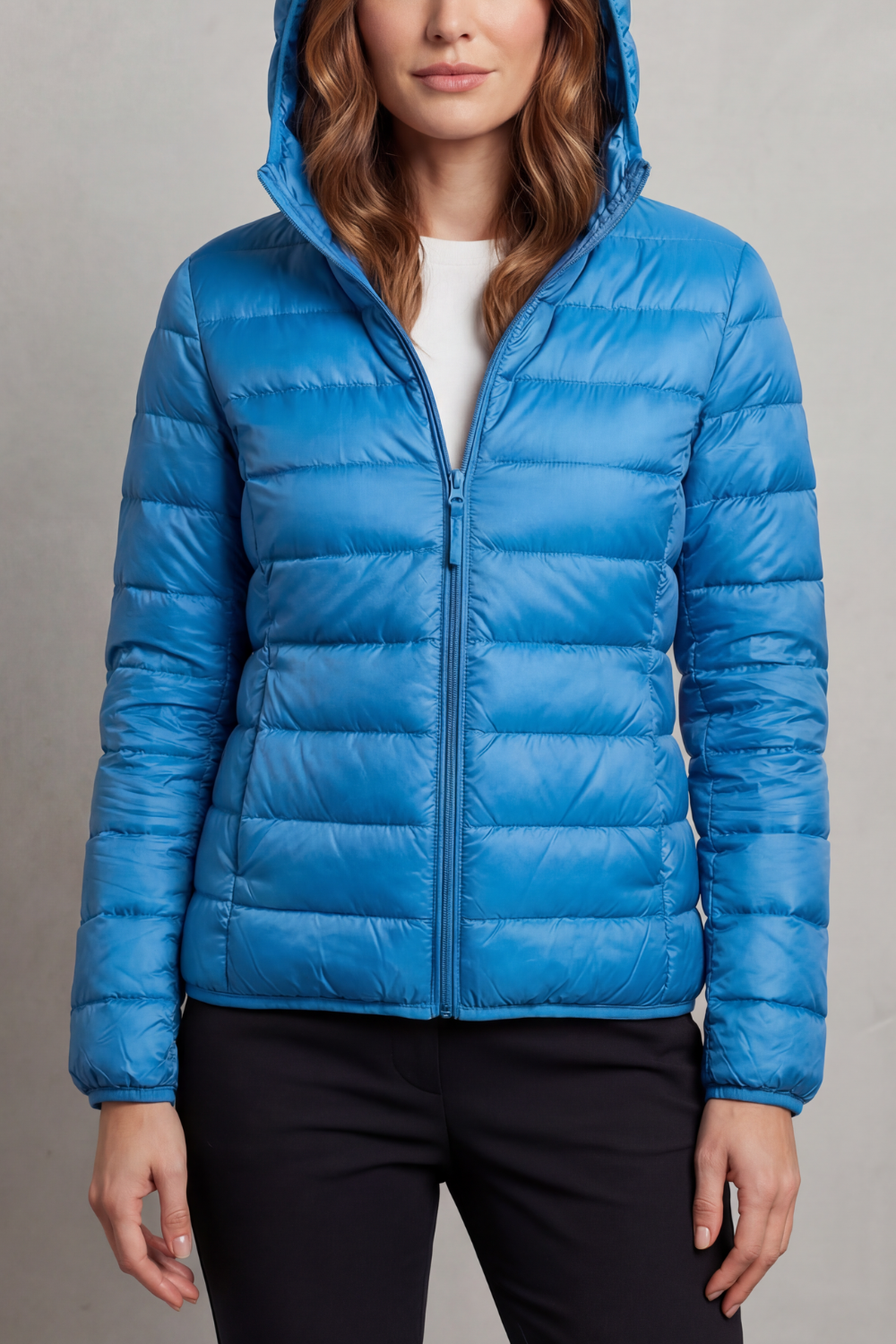 Damen Ultraleichte Steppjacke mit Kapuze – Packbare Übergangsjacke mit Reißverschlusstaschen, Herbst Winter