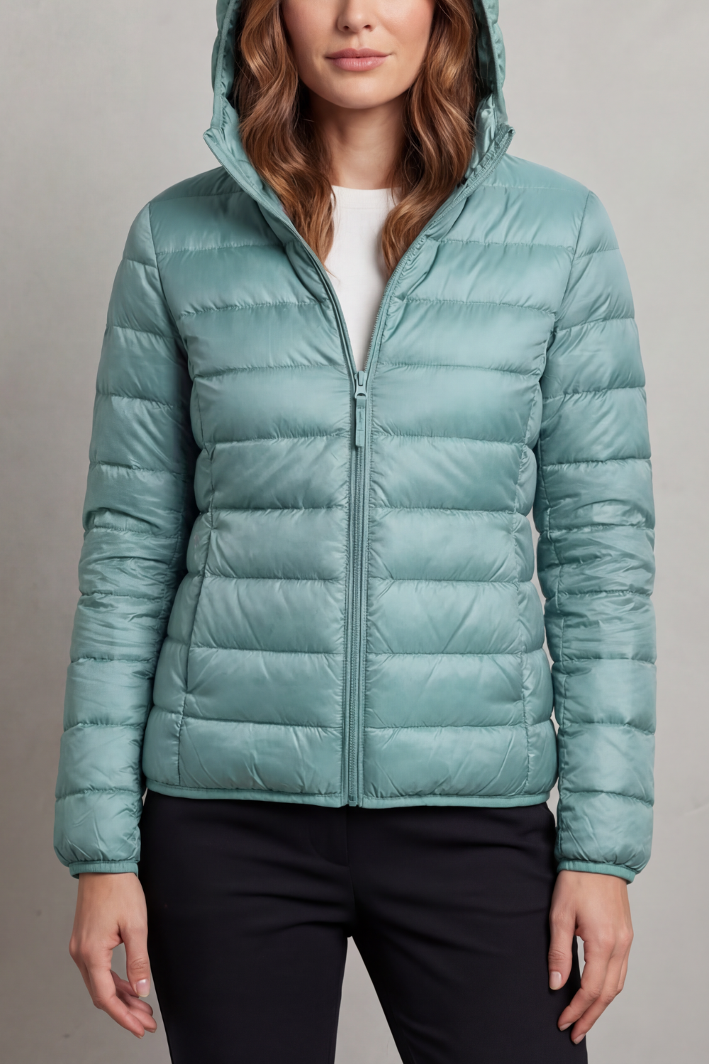 Damen Ultraleichte Steppjacke mit Kapuze – Packbare Übergangsjacke mit Reißverschlusstaschen, Herbst Winter