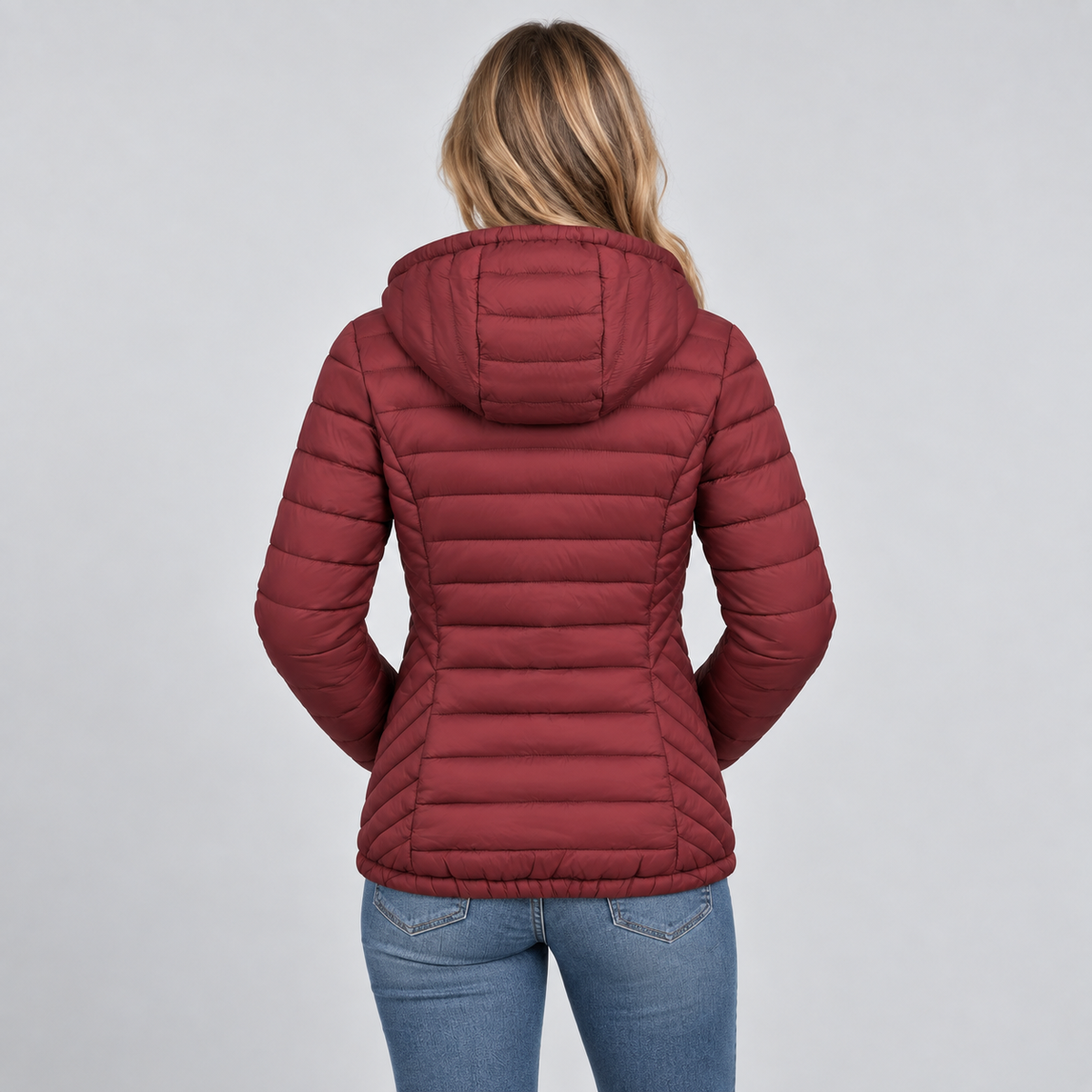 Damen Leichte Steppjacke mit Kapuze – Gesteppte Übergangsjacke mit Seitentaschen, Herbst Winter