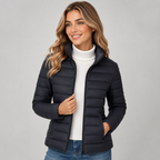 Damen Leichte Steppjacke mit Stehkragen – Taillierte Übergangsjacke mit Reißverschluss, Herbst Winter