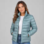 Damen Leichte Steppjacke mit Stehkragen – Taillierte Übergangsjacke mit Reißverschluss, Herbst Winter