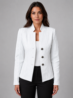 Damen Taillierter Blazer mit Stehkragen – Strukturierter Blazer in Weboptik, Herbst