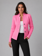 Damen Taillierter Blazer mit Stehkragen – Strukturierter Blazer in Weboptik, Herbst